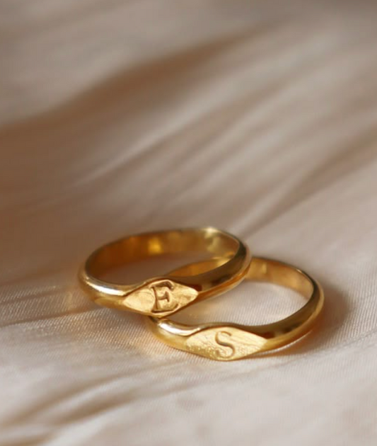Stacking Initial Gold Ring